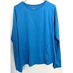 REI Shirt Womens Large Blue Long Sleeve Performance Athletic Activewear Crewneck